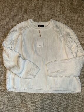 NEW Quince Ivory Fisherman Crew Sweater, size L